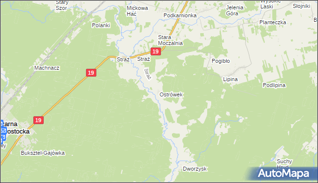 mapa Ostrówek gmina Sokółka, Ostrówek gmina Sokółka na mapie Targeo