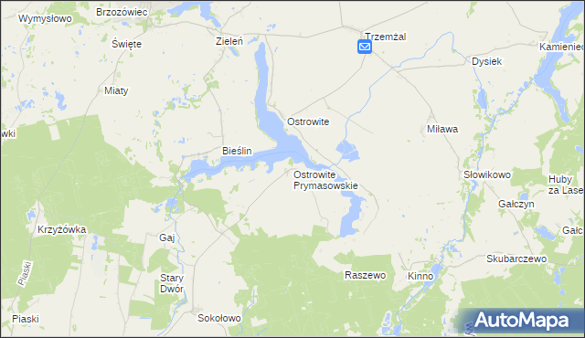 mapa Ostrowite Prymasowskie, Ostrowite Prymasowskie na mapie Targeo