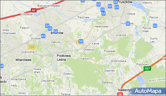 mapa Otrębusy, Otrębusy na mapie Targeo