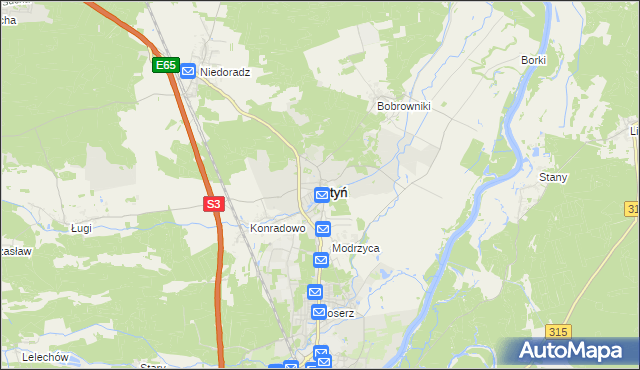 mapa Otyń, Otyń na mapie Targeo