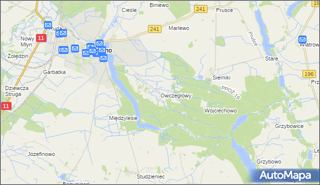 mapa Owczegłowy, Owczegłowy na mapie Targeo