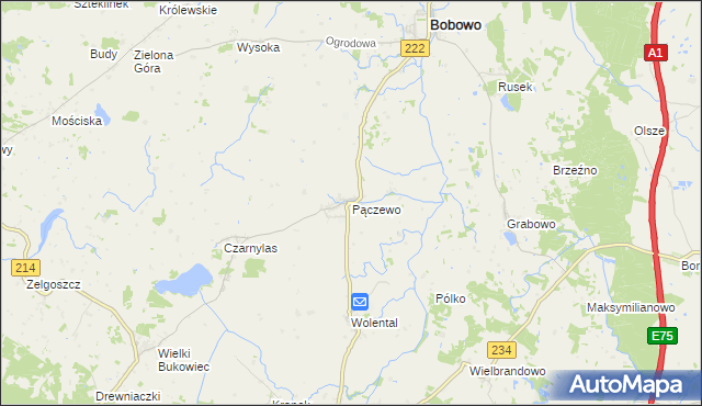 mapa Pączewo, Pączewo na mapie Targeo