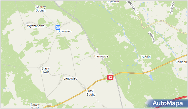mapa Panowice, Panowice na mapie Targeo