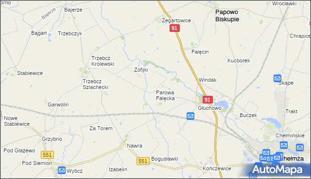 mapa Parowa Falęcka, Parowa Falęcka na mapie Targeo