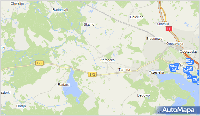 mapa Parsęcko, Parsęcko na mapie Targeo