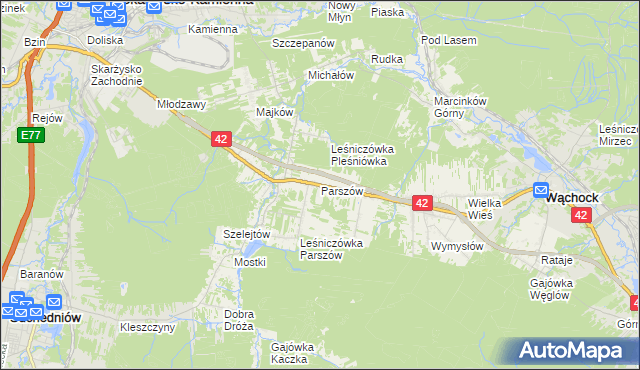 mapa Parszów, Parszów na mapie Targeo