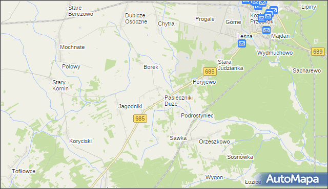 mapa Pasieczniki Duże, Pasieczniki Duże na mapie Targeo