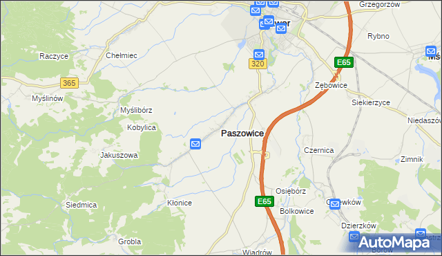 mapa Paszowice, Paszowice na mapie Targeo