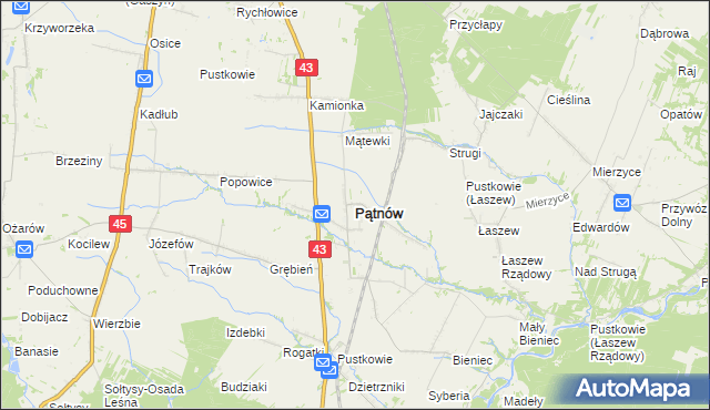 mapa Pątnów powiat wieluński, Pątnów powiat wieluński na mapie Targeo