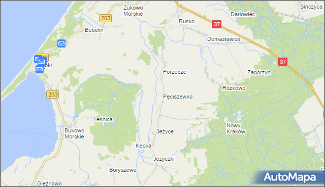 mapa Pęciszewko, Pęciszewko na mapie Targeo