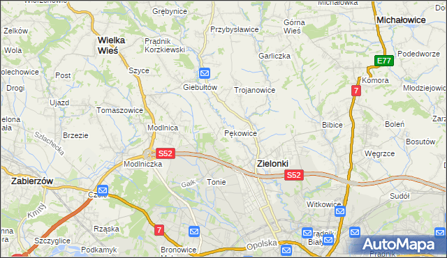 mapa Pękowice, Pękowice na mapie Targeo