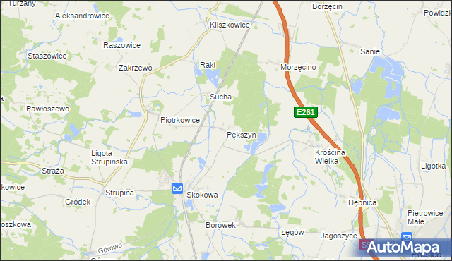 mapa Pększyn, Pększyn na mapie Targeo