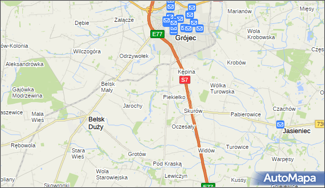 mapa Piekiełko gmina Grójec, Piekiełko gmina Grójec na mapie Targeo