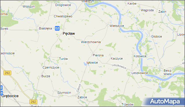 mapa Piersna, Piersna na mapie Targeo