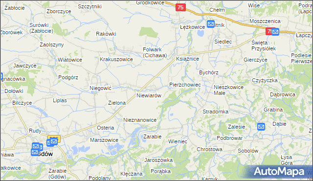 mapa Pierzchów, Pierzchów na mapie Targeo