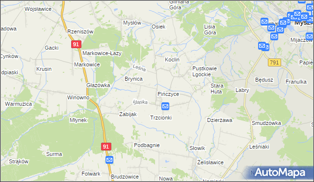 mapa Pińczyce, Pińczyce na mapie Targeo