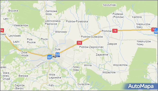 mapa Piotrów-Zagościniec, Piotrów-Zagościniec na mapie Targeo