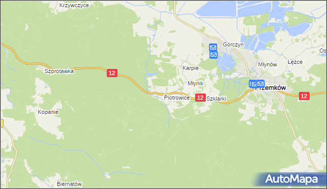 mapa Piotrowice gmina Przemków, Piotrowice gmina Przemków na mapie Targeo