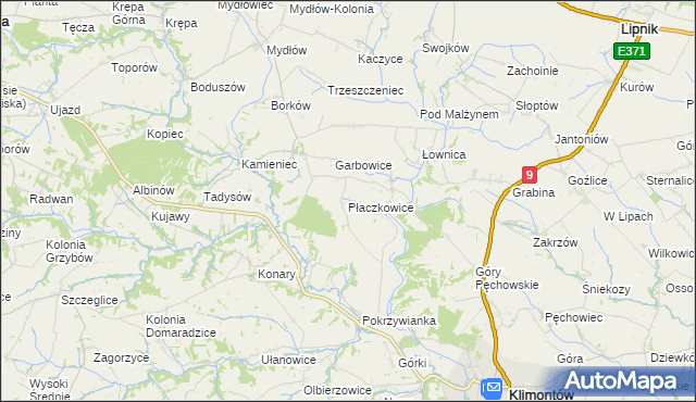 mapa Płaczkowice, Płaczkowice na mapie Targeo