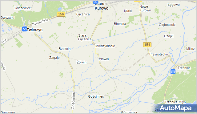 mapa Pławin gmina Stare Kurowo, Pławin gmina Stare Kurowo na mapie Targeo