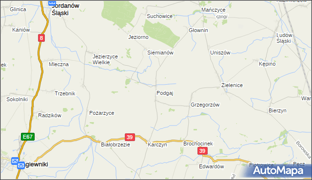 mapa Podgaj gmina Kondratowice, Podgaj gmina Kondratowice na mapie Targeo