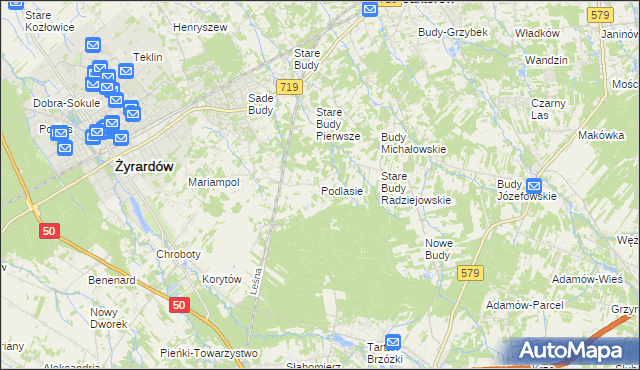 mapa Podlasie gmina Radziejowice, Podlasie gmina Radziejowice na mapie Targeo