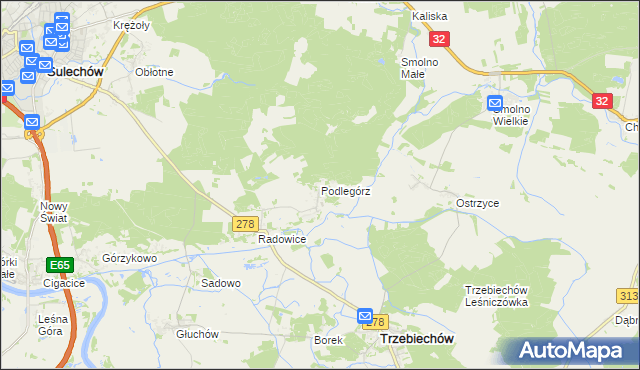 mapa Podlegórz, Podlegórz na mapie Targeo