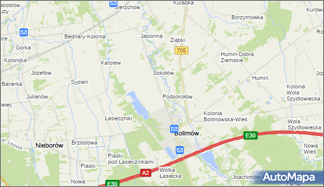 mapa Podsokołów, Podsokołów na mapie Targeo