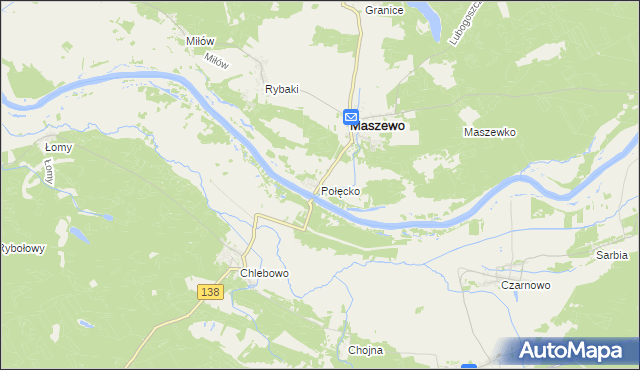 mapa Połęcko gmina Maszewo, Połęcko gmina Maszewo na mapie Targeo