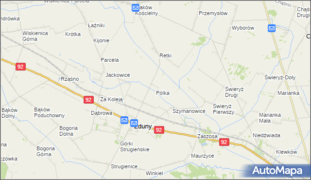 mapa Pólka gmina Zduny, Pólka gmina Zduny na mapie Targeo