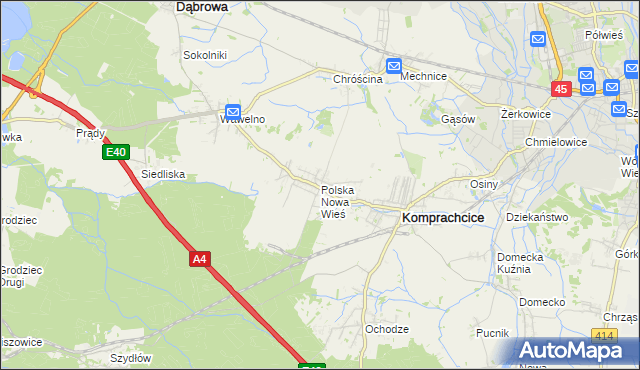 mapa Polska Nowa Wieś, Polska Nowa Wieś na mapie Targeo