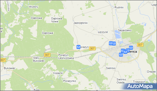 mapa Porażyn, Porażyn na mapie Targeo