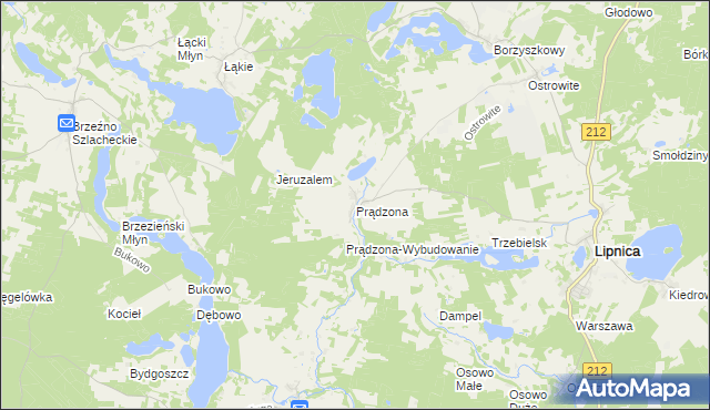 mapa Prądzona, Prądzona na mapie Targeo