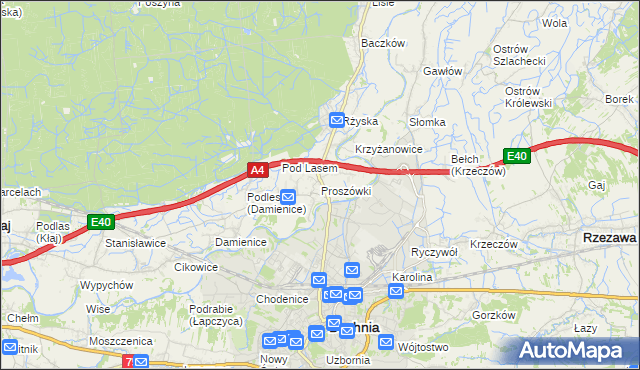 mapa Proszówki, Proszówki na mapie Targeo