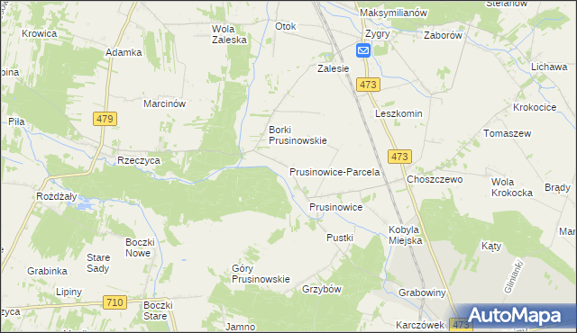 mapa Prusinowice-Parcela, Prusinowice-Parcela na mapie Targeo