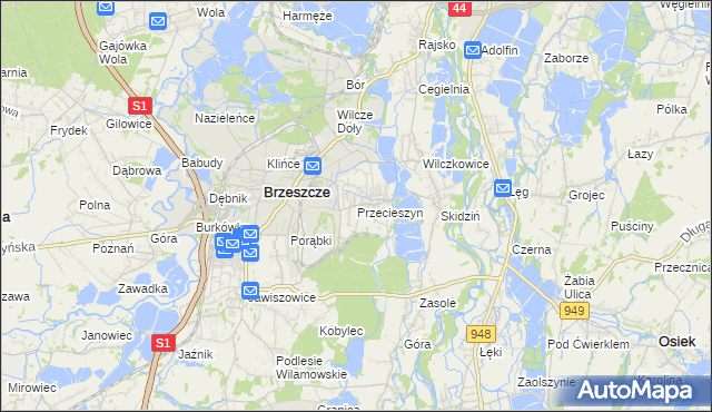 mapa Przecieszyn, Przecieszyn na mapie Targeo