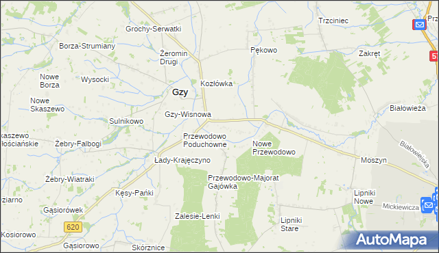 mapa Przewodowo-Parcele, Przewodowo-Parcele na mapie Targeo