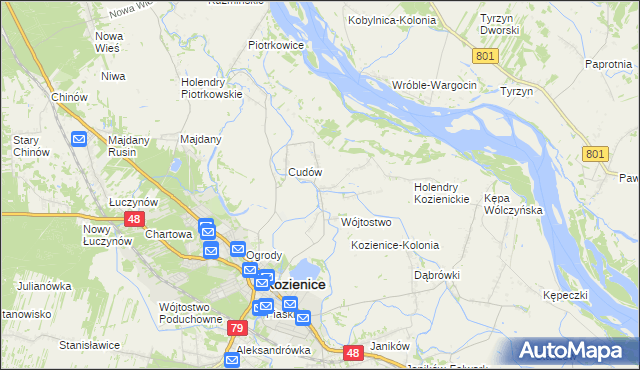 mapa Przewóz gmina Kozienice, Przewóz gmina Kozienice na mapie Targeo