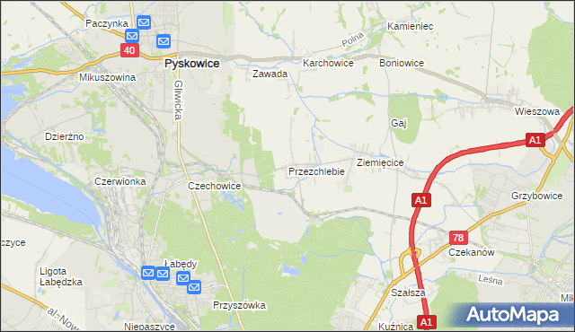 mapa Przezchlebie, Przezchlebie na mapie Targeo