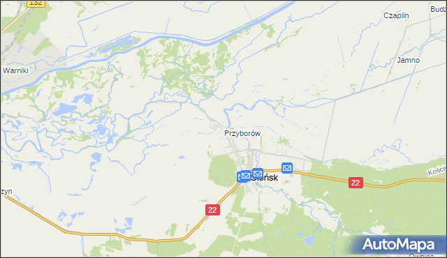 mapa Przyborów gmina Słońsk, Przyborów gmina Słońsk na mapie Targeo