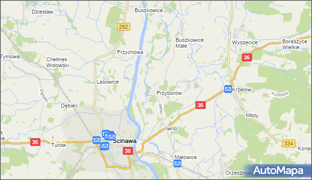 mapa Przyborów gmina Wińsko, Przyborów gmina Wińsko na mapie Targeo