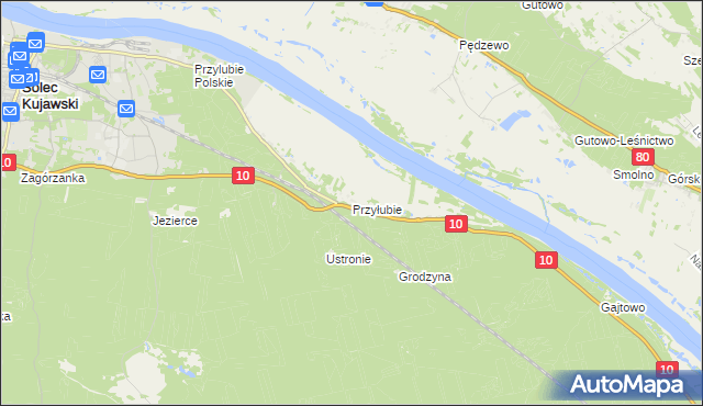 mapa Przyłubie gmina Solec Kujawski, Przyłubie gmina Solec Kujawski na mapie Targeo