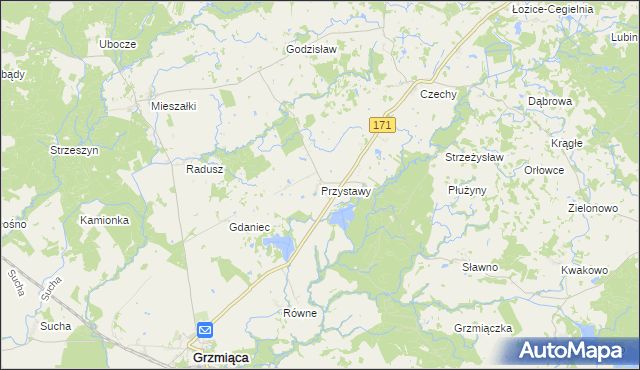 mapa Przystawy gmina Grzmiąca, Przystawy gmina Grzmiąca na mapie Targeo