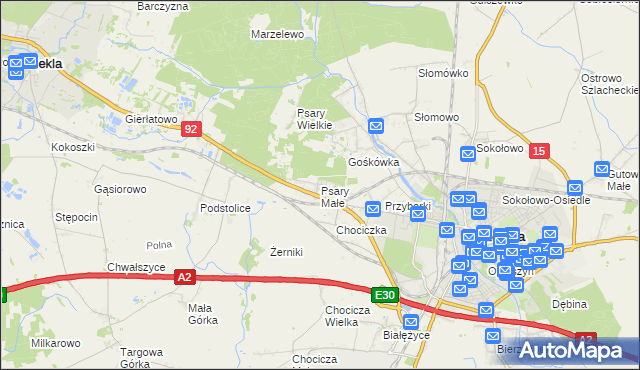 mapa Psary Małe gmina Września, Psary Małe gmina Września na mapie Targeo