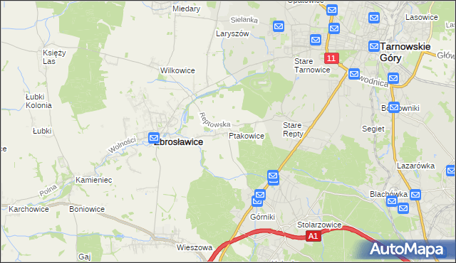 mapa Ptakowice gmina Zbrosławice, Ptakowice gmina Zbrosławice na mapie Targeo