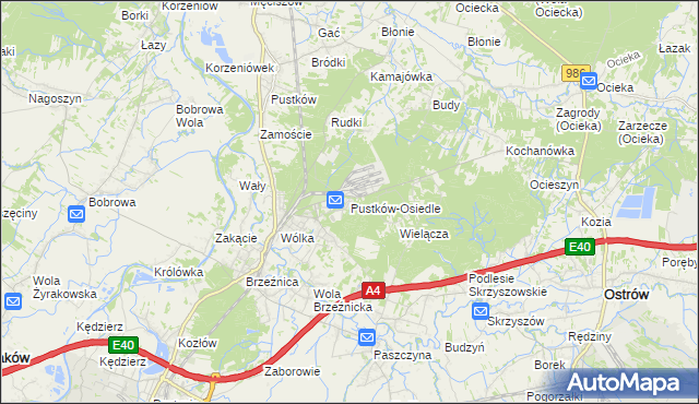 mapa Pustków-Osiedle, Pustków-Osiedle na mapie Targeo