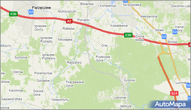 mapa Pustkowa Góra, Pustkowa Góra na mapie Targeo