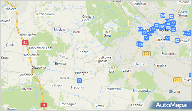 mapa Pustkowie Lgockie, Pustkowie Lgockie na mapie Targeo