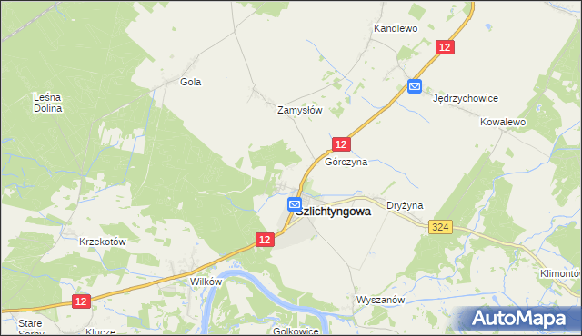 mapa Puszcza gmina Szlichtyngowa, Puszcza gmina Szlichtyngowa na mapie Targeo