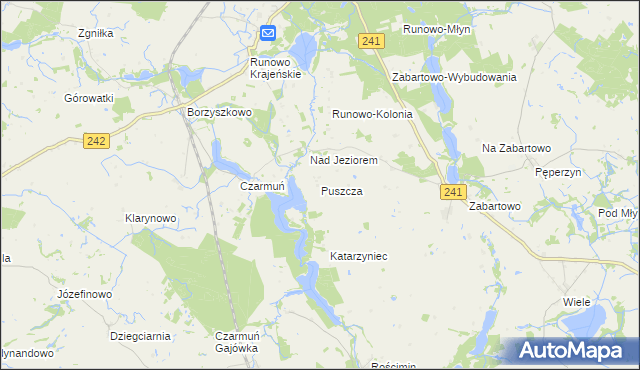 mapa Puszcza gmina Więcbork, Puszcza gmina Więcbork na mapie Targeo